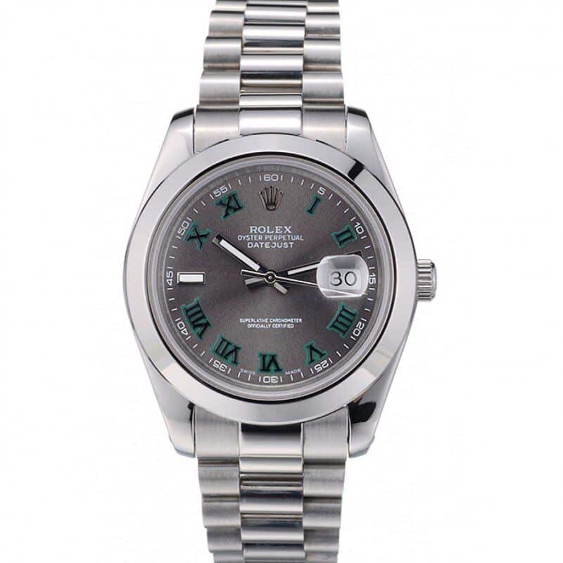 Rolex DateJust Polished Stainless Steel Bezel Grey Dial 42000 Replica